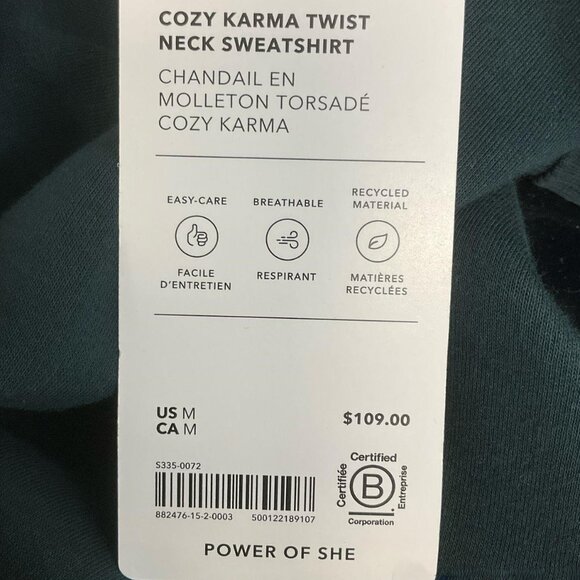Athleta Cozy Karma Twist Neck Sweatshirt in Cypress Size M NWT - Picture 9 of 9